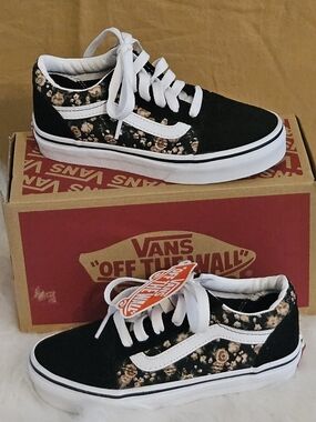 Vans Kids Old Skool Sneakers - Black with Floral Print